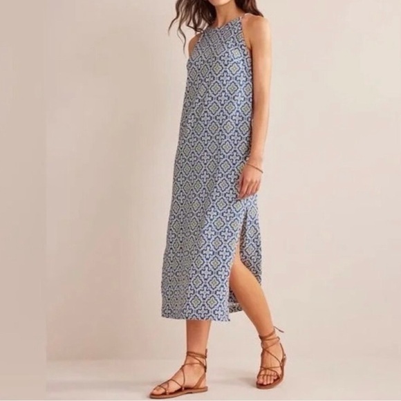 Boden Dresses & Skirts - Boden Racer Neck Jersey Midi Dress - Size 16-18 - Blue Heron Flora Tile